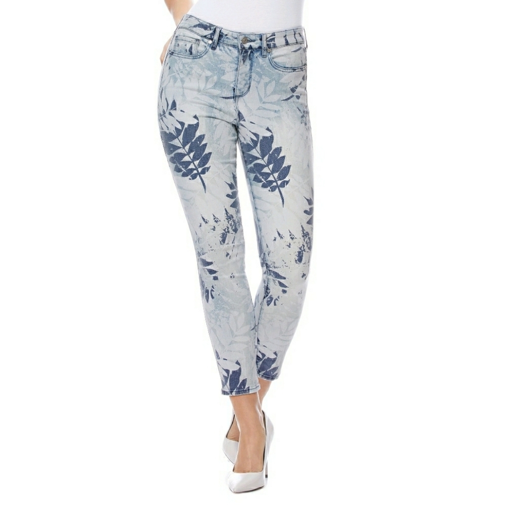 Women's Tropical Print Ankle Jeans in Size 0
